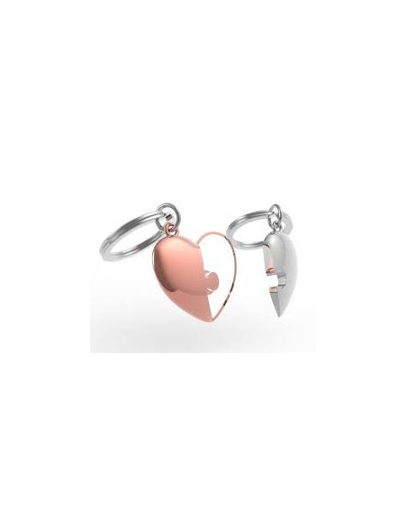 Porte-cles coeur a partager rose gold