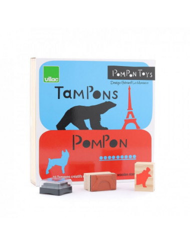 Coffret Tampons Pompon en bois