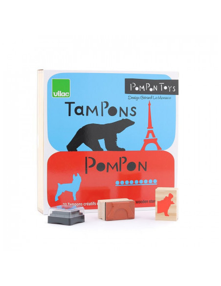 Coffret Tampons Pompon en bois