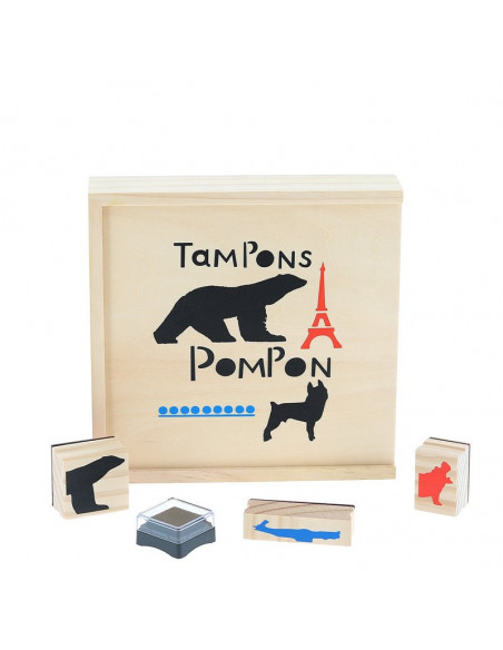 Coffret Tampons Pompon en bois
