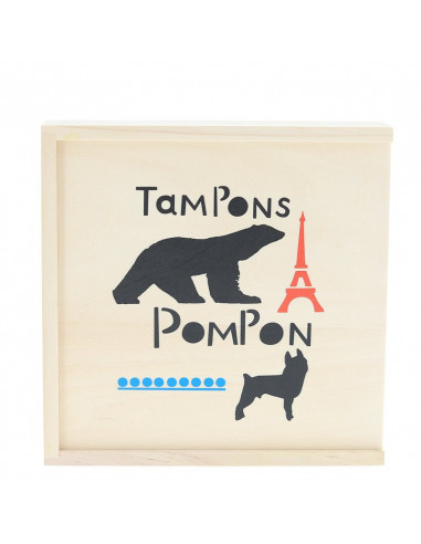 Coffret Tampons Pompon en bois