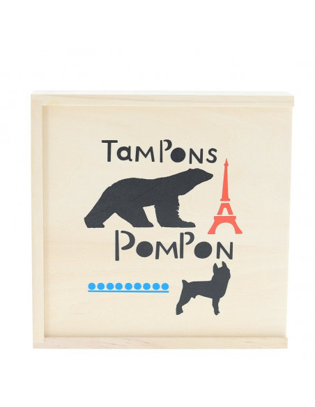 Coffret Tampons Pompon en bois