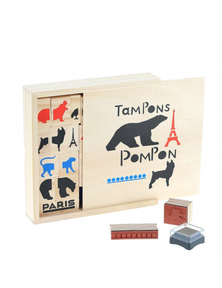 Coffret Tampons Pompon en bois