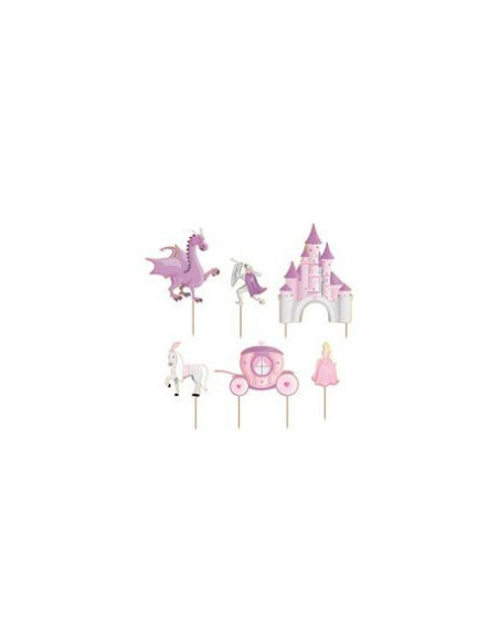 SET DE 6 DECORATIONS PRINCESSE POUR GATEAUX