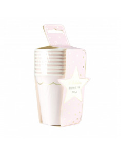 GOBELETS FESTONNES 200ML ROSE PASTEL ET OR X8 2