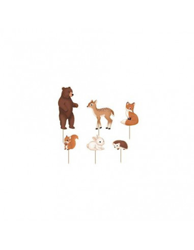 SET DE 6 DECORATIONS WOODLAND POUR GATEAUX