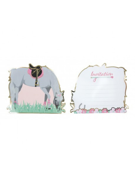 SET DE 8 INVITATIONS CHEVAL D'AMOUR