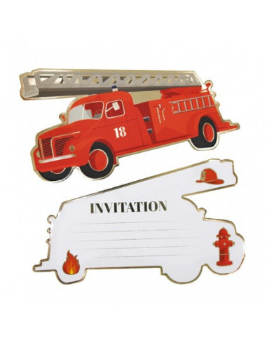 SET DE 8 INVITATIONS POMPIERS