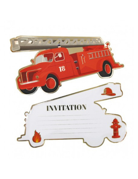 SET DE 8 INVITATIONS POMPIERS