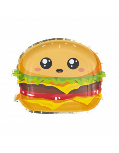 ASSIETTES BURGER 23CM SALTY JUNK FOOD X8
