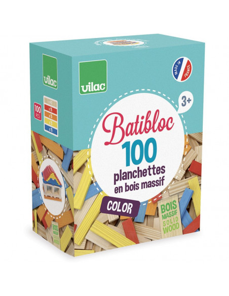 Batibloc color 100 planchettes en bois massif colorées