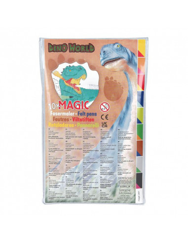 DINO WORLD MAGIC SET DE 10 FEUTRES DOUBLES