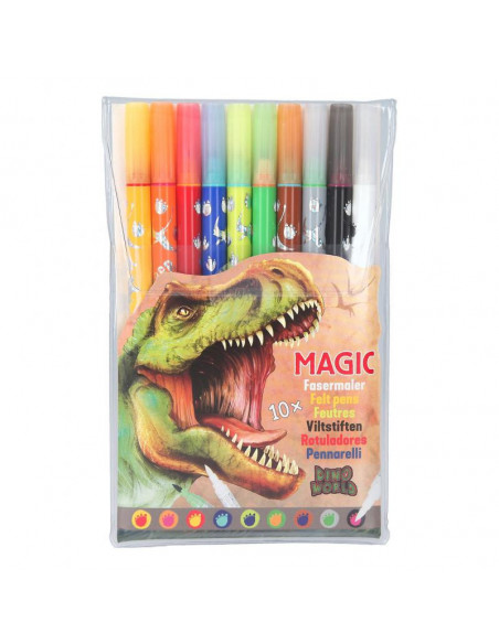 DINO WORLD MAGIC SET DE 10 FEUTRES DOUBLES