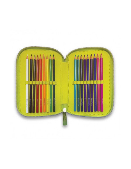 TROUSSE A CRAYONS 3 COMPARTIMENTS DINOSART