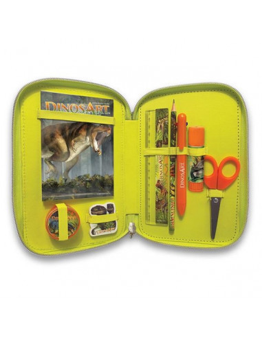 TROUSSE A CRAYONS 3 COMPARTIMENTS DINOSART