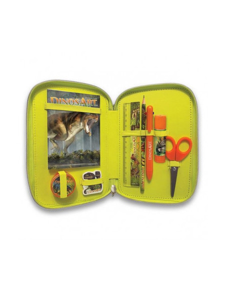 TROUSSE A CRAYONS 3 COMPARTIMENTS DINOSART