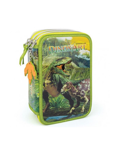 TROUSSE A CRAYONS 3 COMPARTIMENTS DINOSART