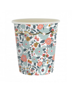 GOBELETS FESTONNES 200ML FLEURS ET OR X8