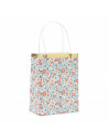 SACS PAPIER FLEURS ET OR X4