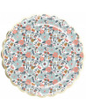 ASSIETTES FESTONNEES 23CM FLEURS ET OR X8