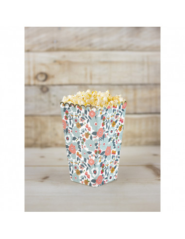 BOITES A POP-CORN FLEURS ET OR X8