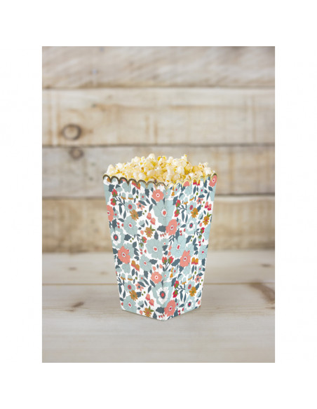 BOITES A POP-CORN FLEURS ET OR X8