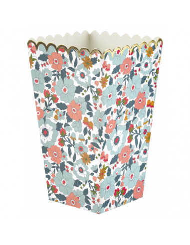 BOITES A POP-CORN FLEURS ET OR X8
