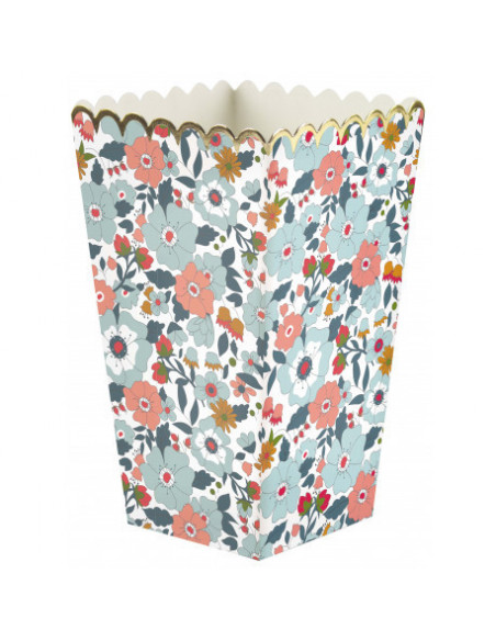 BOITES A POP-CORN FLEURS ET OR X8