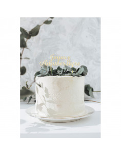 PIC DECO EN BOIS DORE JOYEUX ANNIVERSAIRE 2