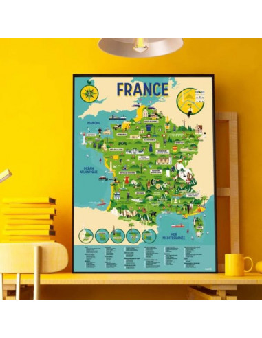POSTER EN STICKERS  - CARTE DE FRANCE