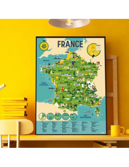POSTER EN STICKERS  - CARTE DE FRANCE