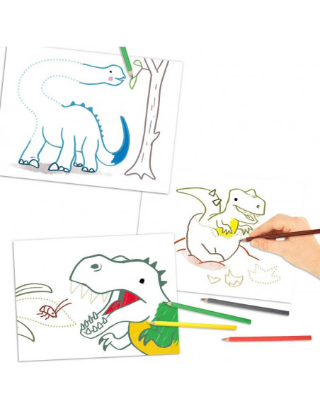 Dino world album de coloriage point par point