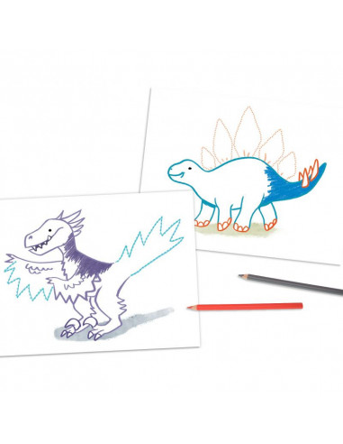 Dino world album de coloriage point par point