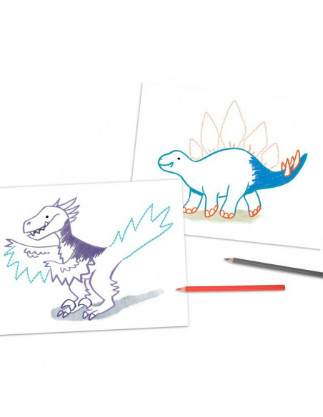 Dino world album de coloriage point par point