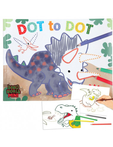Dino world album de coloriage point par point