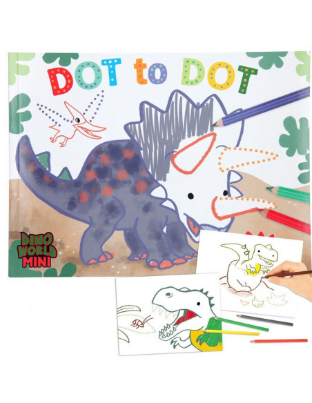 Dino world album de coloriage point par point
