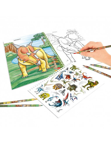 Dino world album a colorier avec crayons