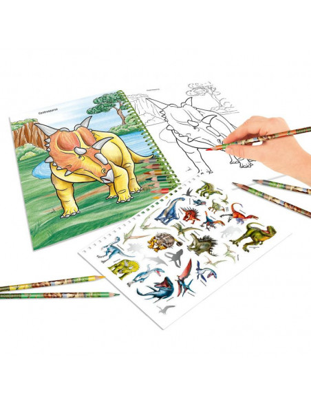 Dino world album a colorier avec crayons