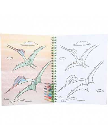Dino world album a colorier avec crayons