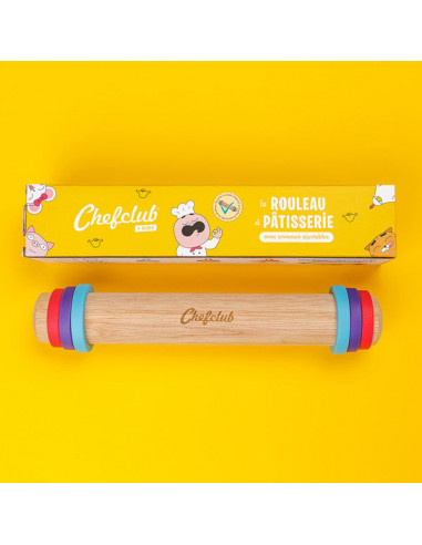Rouleau a patisserie avec anneaux ajustables chefclub kids