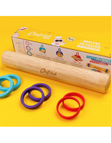Rouleau a patisserie avec anneaux ajustables chefclub kids