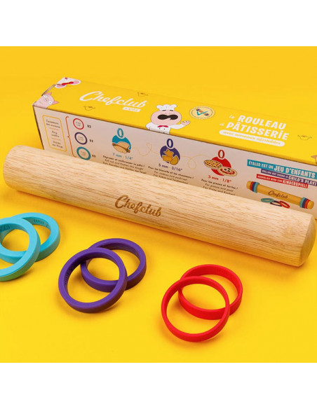 Rouleau a patisserie avec anneaux ajustables chefclub kids