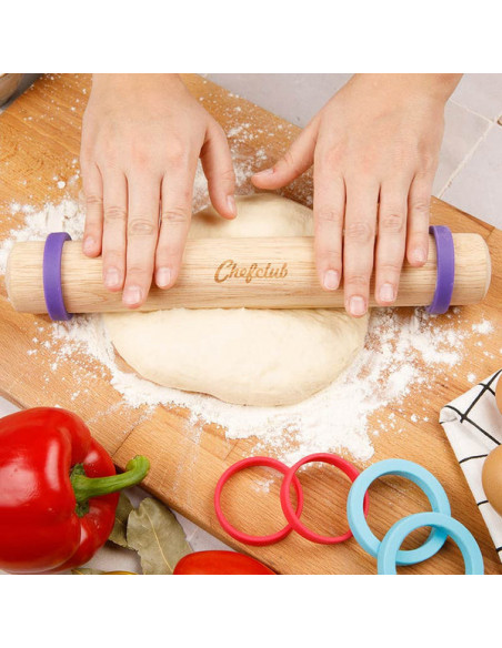 Rouleau a patisserie avec anneaux ajustables chefclub kids