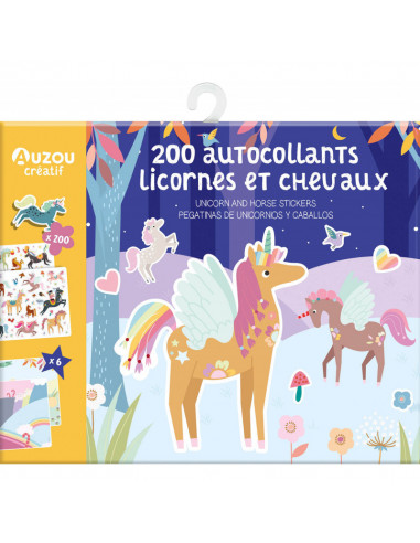 200 autocollants licornes et chevaux