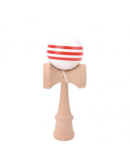 Kendama hetre boule 6 cm boule blanche avec bande rouge