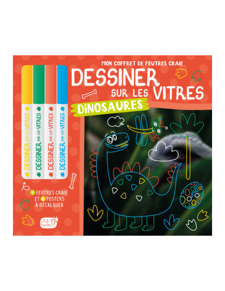 COFFRET FEUTRES CRAIES DINOSAURES