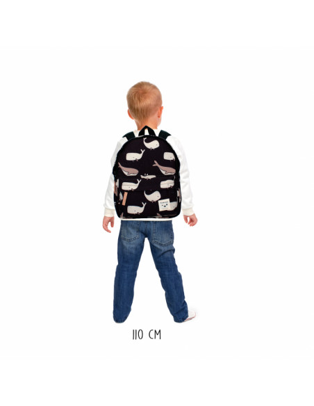 SAC A DOS ENFANT BALEINES ET CACHALOTS - NOIR