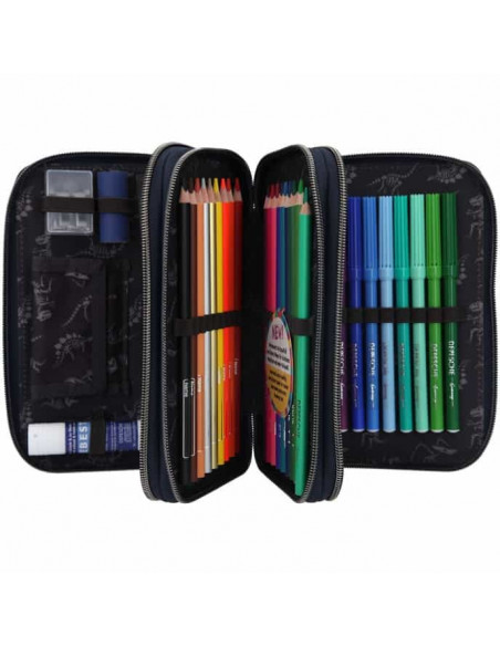 DINO WORLD TROUSSE A CRAYONS 3 COMPARTIMENTS
