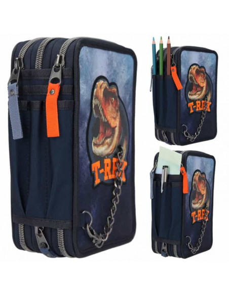 DINO WORLD TROUSSE A CRAYONS 3 COMPARTIMENTS