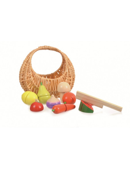 SET DE FRUITS ET LEGUMES EN BOIS DANS SON PANIER 3